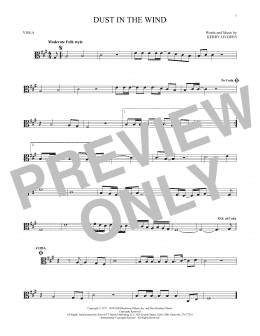 page one of Dust In The Wind (Viola Solo)