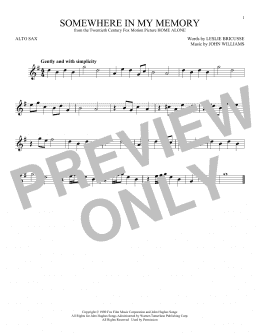 page one of Somewhere In My Memory (Alto Sax Solo)