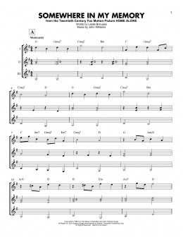 page one of Somewhere In My Memory (Guitar Ensemble)