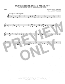 page one of Somewhere In My Memory (French Horn Solo)