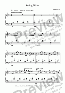 page one of Swing Waltz (Piano solo)