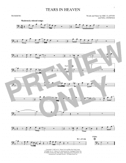 page one of Tears In Heaven (Trombone Solo)