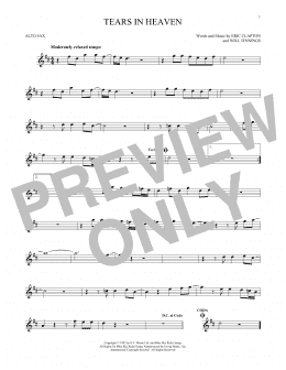 page one of Tears In Heaven (Alto Sax Solo)