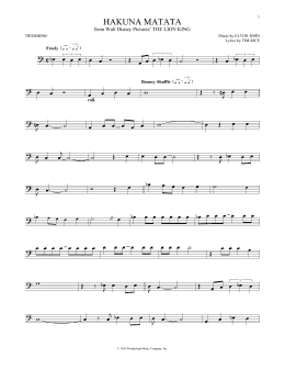 page one of Hakuna Matata (from The Lion King) (Trombone Solo)