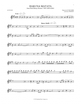 page one of Hakuna Matata (from The Lion King) (Alto Sax Solo)