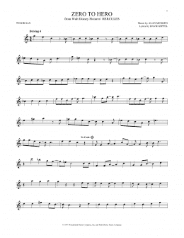 page one of Zero To Hero (from Hercules) (Tenor Sax Solo)