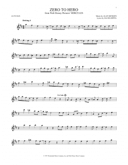 page one of Zero To Hero (from Hercules) (Alto Sax Solo)