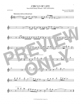 page one of Circle Of Life (from The Lion King) (Alto Sax Solo)