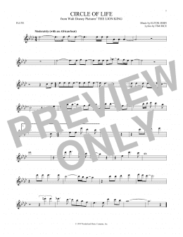 page one of Circle Of Life (from The Lion King) (Flute Solo)