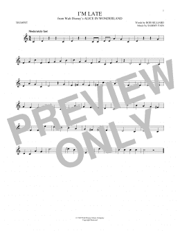 page one of I'm Late (from Alice In Wonderland) (Trumpet Solo)