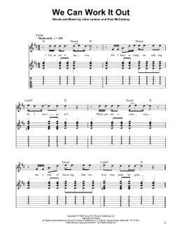 page one of We Can Work It Out (Easy Guitar Tab)