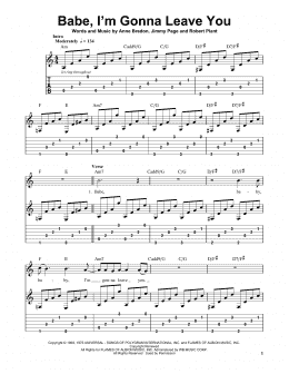 page one of Babe, I'm Gonna Leave You (Easy Guitar Tab)