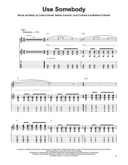 page one of Use Somebody (Easy Guitar Tab)