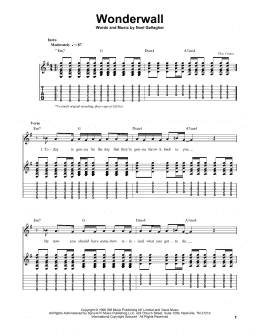 page one of Wonderwall (Easy Guitar Tab)