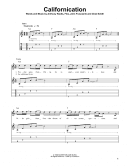 page one of Californication (Easy Guitar Tab)