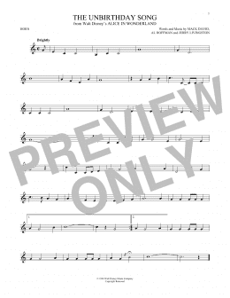 page one of The Unbirthday Song (from Alice In Wonderland) (French Horn Solo)