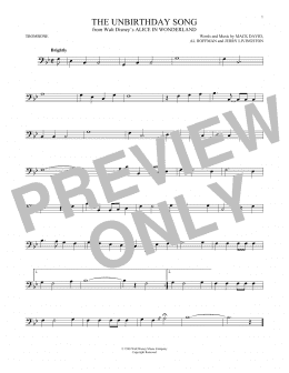 page one of The Unbirthday Song (from Alice In Wonderland) (Trombone Solo)