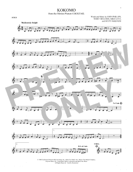 page one of Kokomo (French Horn Solo)