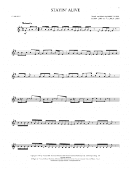 page one of Stayin' Alive (Clarinet Solo)