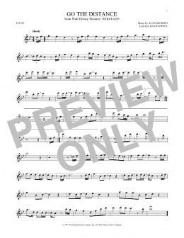 page one of Go The Distance (from Hercules) (Flute Solo)