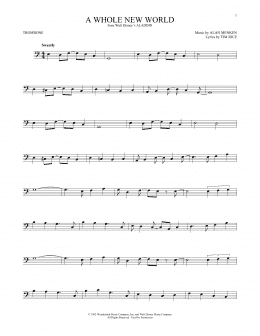 page one of A Whole New World (from Aladdin) (Trombone Solo)