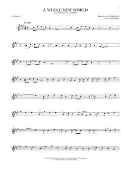 page one of A Whole New World (from Aladdin) (Alto Sax Solo)