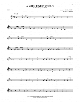 page one of A Whole New World (from Aladdin) (French Horn Solo)