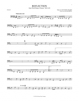 page one of Reflection (Pop Version) (from Mulan) (Cello Solo)