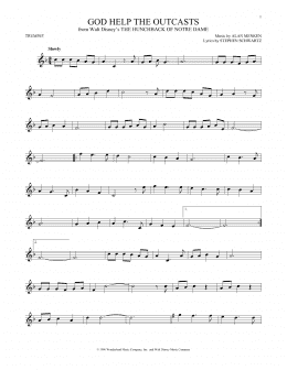 page one of God Help The Outcasts (from The Hunchback Of Notre Dame) (Trumpet Solo)