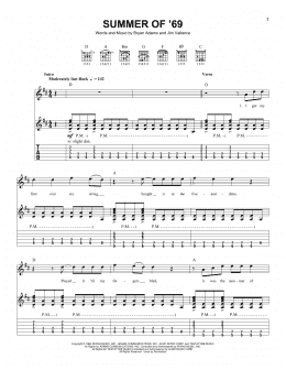 page one of Summer Of '69 (Easy Guitar Tab)