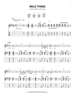 page one of Wild Thing (Easy Guitar Tab)