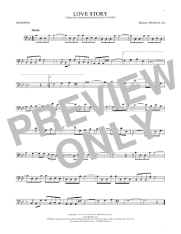 page one of Love Story (Trombone Solo)