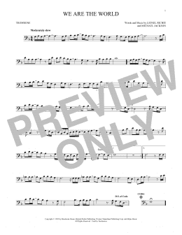 page one of We Are The World (Trombone Solo)