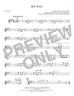 page one of My Way (Alto Sax Solo)