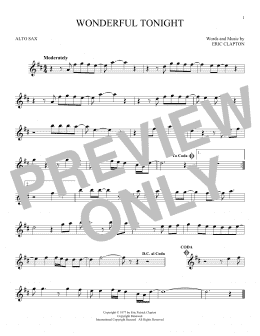 page one of Wonderful Tonight (Alto Sax Solo)