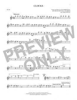 page one of Clocks (Flute Solo)