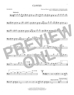 page one of Clocks (Trombone Solo)