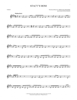 page one of Stacy's Mom (Violin Solo)