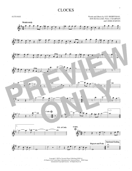 page one of Clocks (Alto Sax Solo)