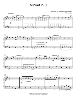 page one of Menuet In G Major, BWV App. 116 (Educational Piano)