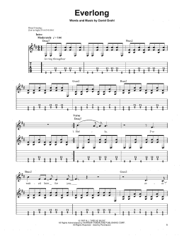 page one of Everlong (Easy Guitar Tab)