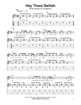 page one of Hey There Delilah (Easy Guitar Tab)