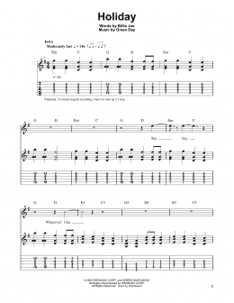 page one of Holiday (Easy Guitar Tab)