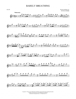 page one of Barely Breathing (Flute Solo)