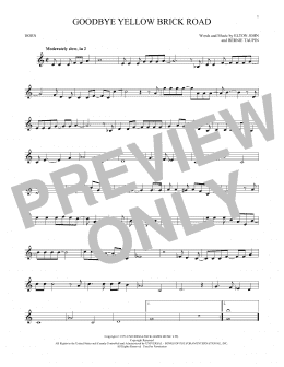 page one of Goodbye Yellow Brick Road (French Horn Solo)