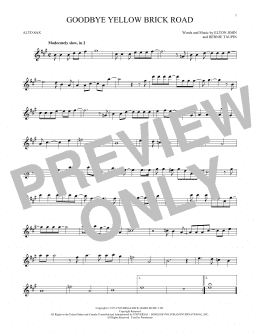 page one of Goodbye Yellow Brick Road (Alto Sax Solo)