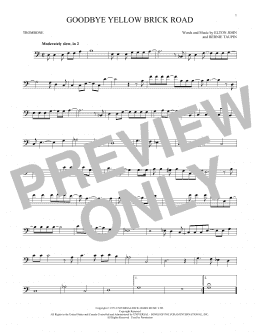 page one of Goodbye Yellow Brick Road (Trombone Solo)