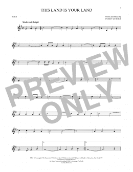 page one of This Land Is Your Land (French Horn Solo)