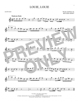 page one of Louie, Louie (Alto Sax Solo)