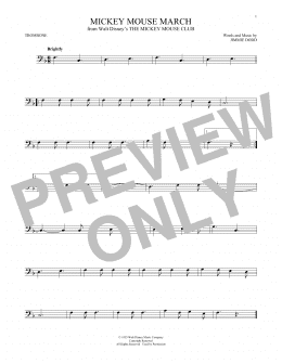 page one of Mickey Mouse March (from The Mickey Mouse Club) (Trombone Solo)